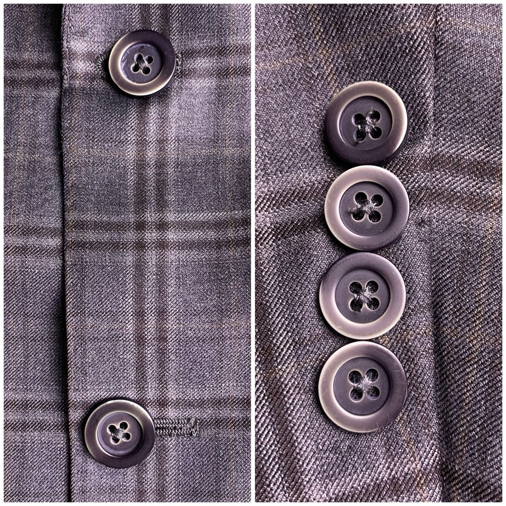 Coppley Blazer Sport Coat 52R Mens Rich Reda Super 130s Gray Plaid VGUC - Picture 8 of 10